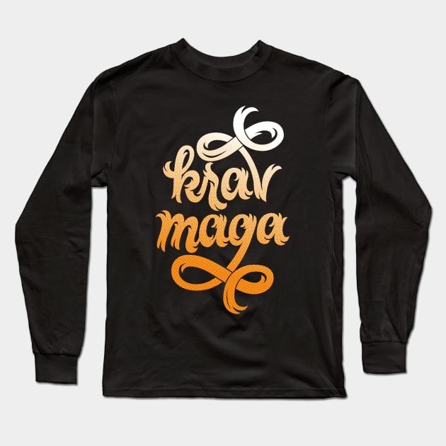 Krav Maga Jagged Script Orange Long Sleeve T-Shirt by polliadesign